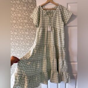 Brass & Roe Elmina Green Gingham Dress